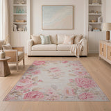 Blush Pink Peony Floral Vintage Pink Area Rug