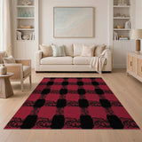 Red Distressed Red Black Buffalo Plaid Area Rug