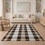 Brown Tan Plaid Rustic Farmhouse Rug