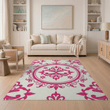 Pink Pink Floral Medallion Area Rug
