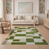 Geometric Modern Green Green Geometric Block Modern Area Rug