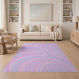 Swirling Pink Purple Abstract Wave Area Rug
