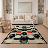 Retro Vinyl Records Geometric Rug