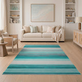 Teal Striped Coastal Woven Area Rug