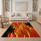 Fiery Orange Flame Abstract Area Rug