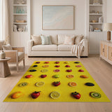 Vibrant Fruit Pattern Yellow Area Rug