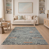 Distressed Typographic Black White Area Rug