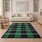 Green Green Black Plaid Check Area Rug