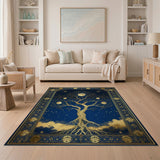 Celestial Golden Tree of Life Navy Rug