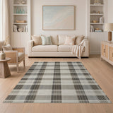 Grey Plaid Checkered Area Rug