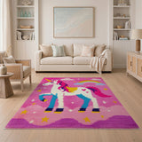 Pink Magical Unicorn Rainbow Pink Kids Rug