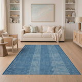 Indigo Ikat Vertical Stripe Area Rug