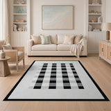 Black and White Bold Black White Checkered Geometric Area Rug
