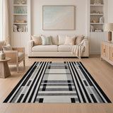 Geometric Modern Black and White Modern Black White Geometric Stripe Rug