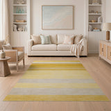 Yellow Yellow Horizontal Stripe Area Rug