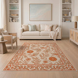 Orange Birds Floral Persian Area Rug
