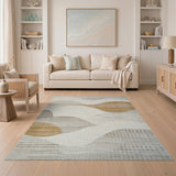 Abstract Beige Wave Area Rug