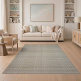 Beige Lattice Grid Woven Area Rug