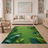 Lush Green Monstera Leaves Area Rug