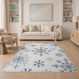 Black and White Snowflake Black White Geometric Area Rug