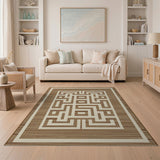 Beige Maze Labyrinth Area Rug