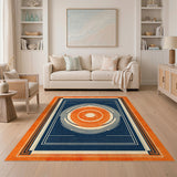 Blue Orange Geometric Circle Area Rug