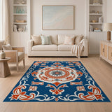 Traditional Persian Multi-color and Patterns Navy Persian Medallion Area Rug