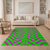 Neon Pink and Green Zebra Stripe Area Rug