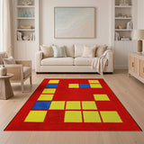 Vibrant Red Pixel ODIKA Letters Area Rug