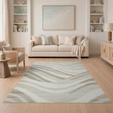 Modern Beige Wavy Abstract Area Rug