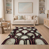Distressed Vintage Arched Waves Area Rug