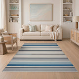 Geometric Modern Blue Teal Striped Geometric Area Rug