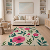 Floral Vintage Blush Pink Camellia Floral Area Rug