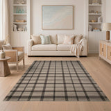Modern Grey Plaid Geometric Area Rug