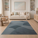 Abstract Blue Teal Wave Area Rug