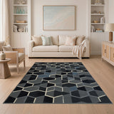 Grey Modern Grey Hexagon Geometric Area Rug