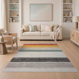 Distressed Multi-Color Horizontal Stripe Area Rug