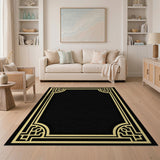 Art Deco Gold Border Black Area Rug