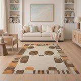 Cute Geometric Panda Face Area Rug