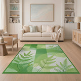 Green Fern Geometric Area Rug