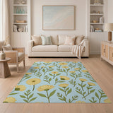 Yellow Daisy Floral Pattern Area Rug