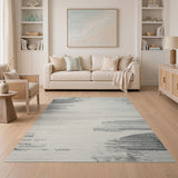 Abstract Area Fluid Grey Abstract Area Rug
