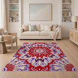 Vibrant Red Purple Mandala Area Rug