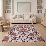 Floral Vintage Pink Floral Swirl Vintage Area Rug