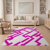 Bold Pink Geometric Line Area Rug