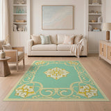 Teal Persian Medallion Traditional Persian Area Rug