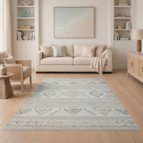 Beige Neutral Southwestern Geometric Area Rug