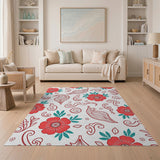 Red Floral Paisley Pattern Area Rug