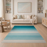 Teal Ombre Gradient Stripe Area Rug