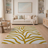 Golden Wavy Abstract Area Rug
